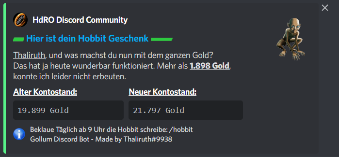 Anklicken zum Zoomen hobbit gold belohnung