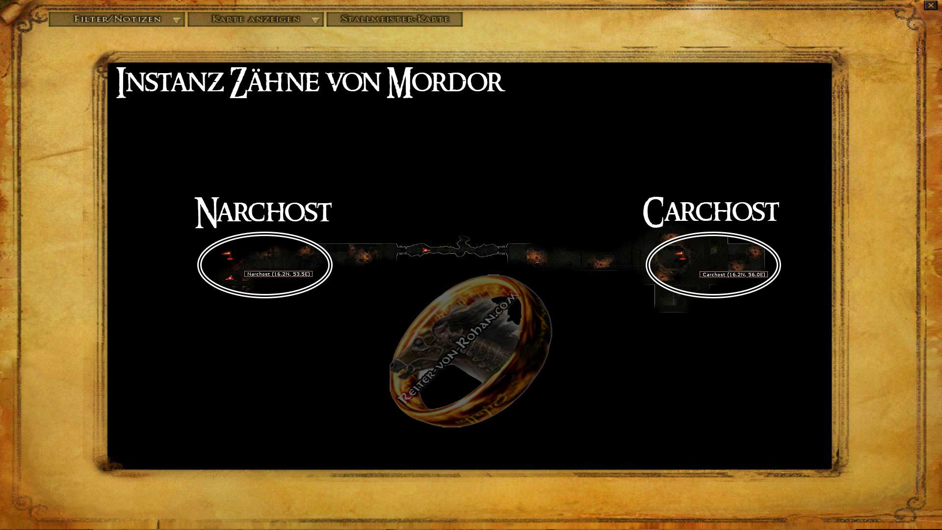 Instanz Karte Zähne von Mordor carchost und narchost inimap