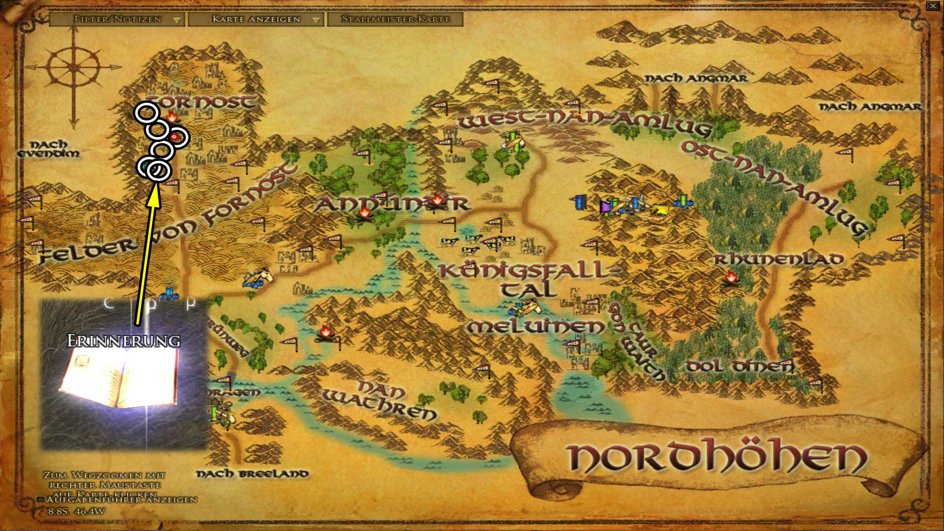 Erinnerungen in Fornost (Karte anklicken zum vergrößern) Erinnerungen in Fornost (Karte anklicken zum vergrößern)